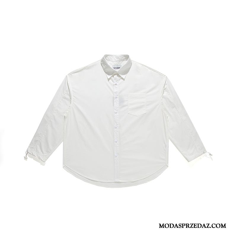 Koszula Męskie Sprzedam Szerokie Rękawy Męska Projekt Modna Marka Czysta Biały