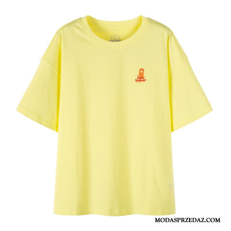 Koszulki Damskie Sprzedam Piękny Nowy Lato Damska Bawełna Biały Żółty