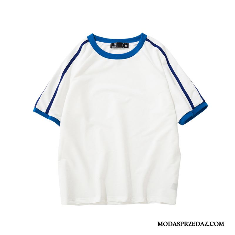 Koszulki Męskie Sprzedam Szerokie Krótki Rękaw Casual Modna Marka Tendencja Niebieski