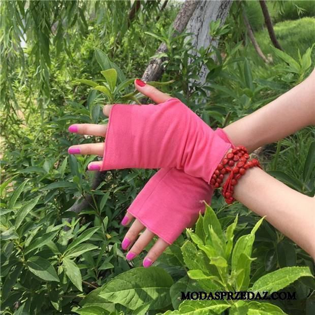 Rękawiczki Damskie Kup Pół Palca Lato Cienkie Ochrona Przed Słońcem Damska Fioletowy Czerwony