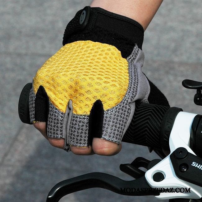 Rękawiczki Męskie Sklep Antypoślizgowe Jazdy Krótki Rower Outdoor Szary Żółty