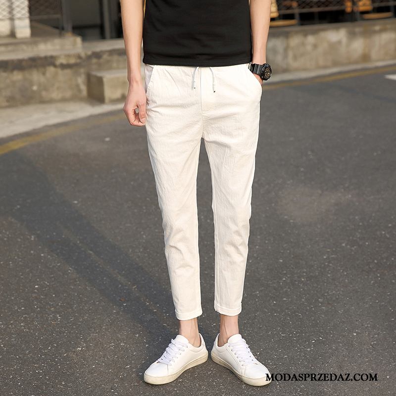 Spodnie Męskie Dyskont Męska Casualowe Spodnie Ołówkowe Spodnie Tendencja Slim Fit Biały