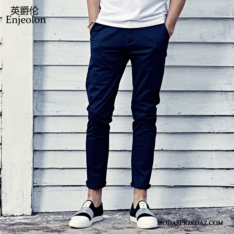 Spodnie Męskie Kup Slim Fit Proste Ołówkowe Spodnie 2019 Casualowe Spodnie Ciemno Niebieski
