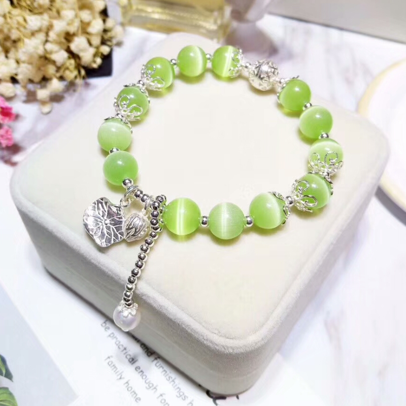 Srebrna Biżuteria Damskie Kupię Naturalny Z Frędzlami Bransoletki Kryształ Pure Srebrny Zielony