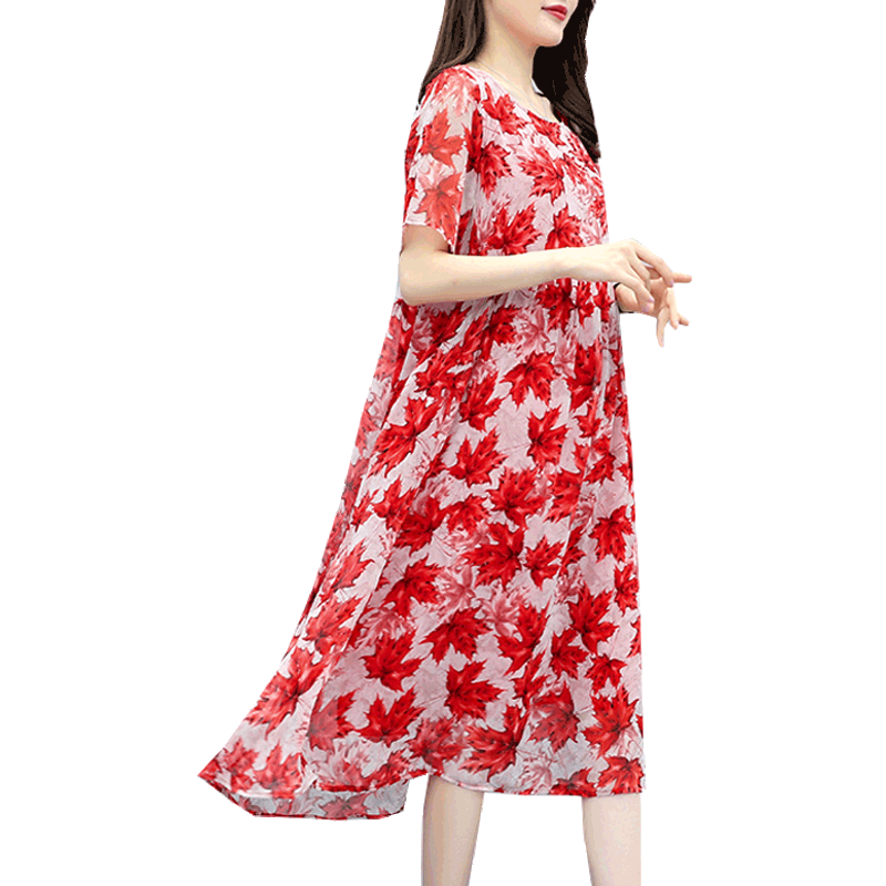 Sukienka Damskie Kup Damska Dla Otyłych Cienkie Duży Rozmiar Czerwony