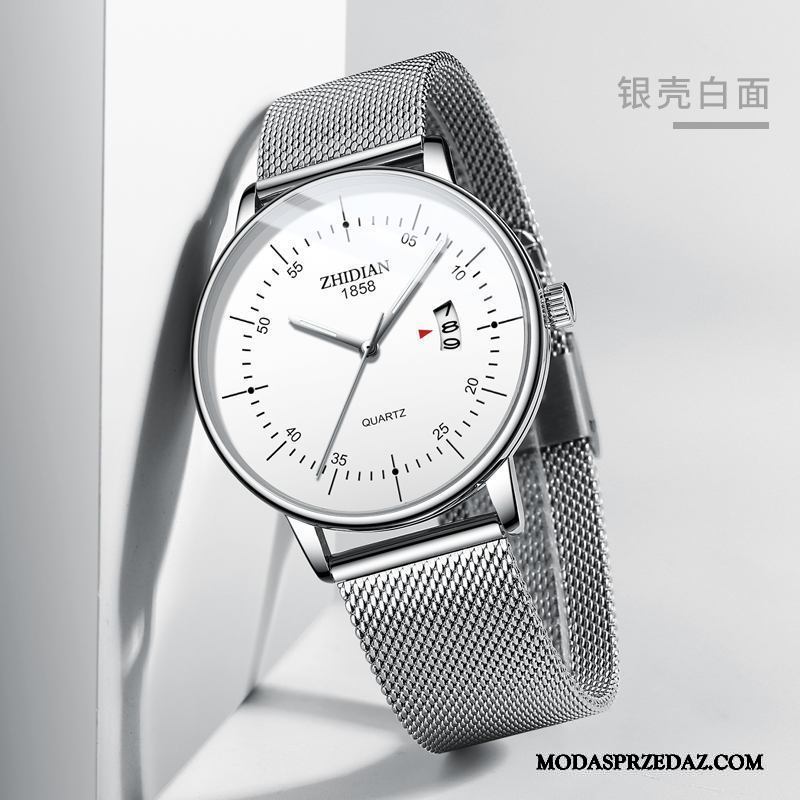 Zegarek Na Rękę Męskie Sklep Trendy Oryginalne Prosty 2019 Męska Srebrny Biały