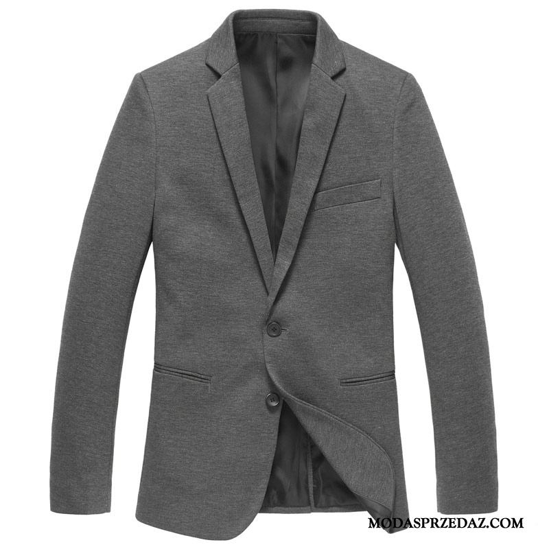 Blazer Męskie Online Marynarka Slim Fit Męska Moda Lato Szary Ciemno