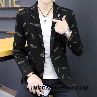 Blazer Męskie Sklep Wzór Slim Fit Piękny Mały Marynarka Czerwony