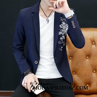 Blazer Męskie Sprzedam Slim Fit Jesień Haftowana Męska Moda Biały