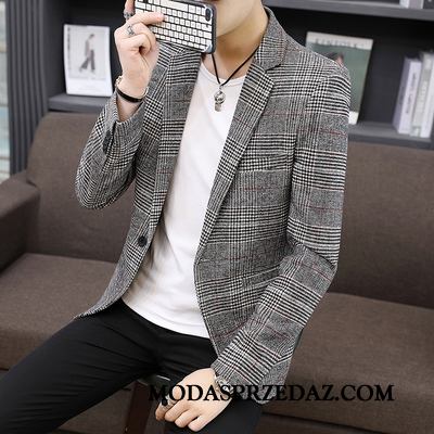 Blazer Męskie Tanie Slim Fit Jednorzędowy Marynarka Wiosna Męska Czerwony