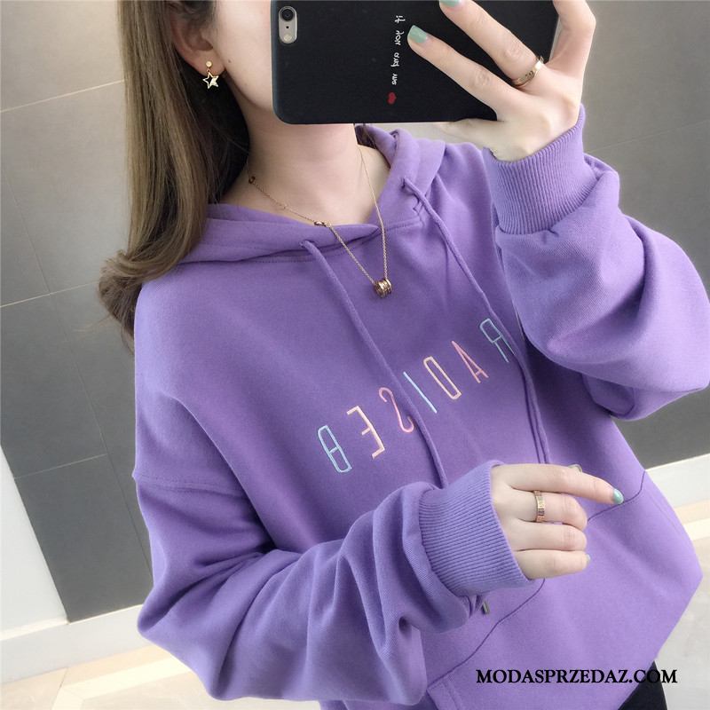 Bluza Z Kapturem Damskie Kup 2019 Alfabet Pullover Damska Nowy Czysta Fioletowy