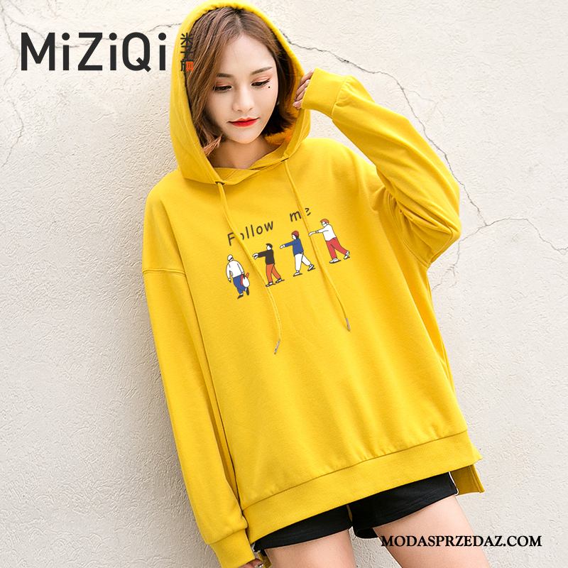 Bluza Z Kapturem Damskie Oferta Bluzy Z Kapturem Student Jesień Pullover Tendencja Żółty