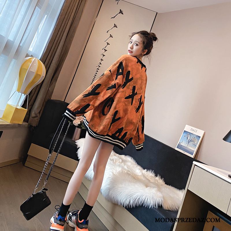 Bluza Z Kapturem Damskie Oferta Nowy Tendencja Vintage Wiosna Jesień Oranż Czerwony