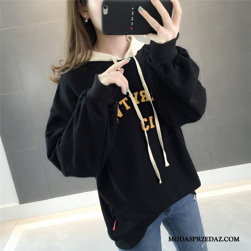 Bluza Z Kapturem Damskie Online Topy Alfabet Pullover 2019 Bluzy Z Kapturem Czysta Zielony