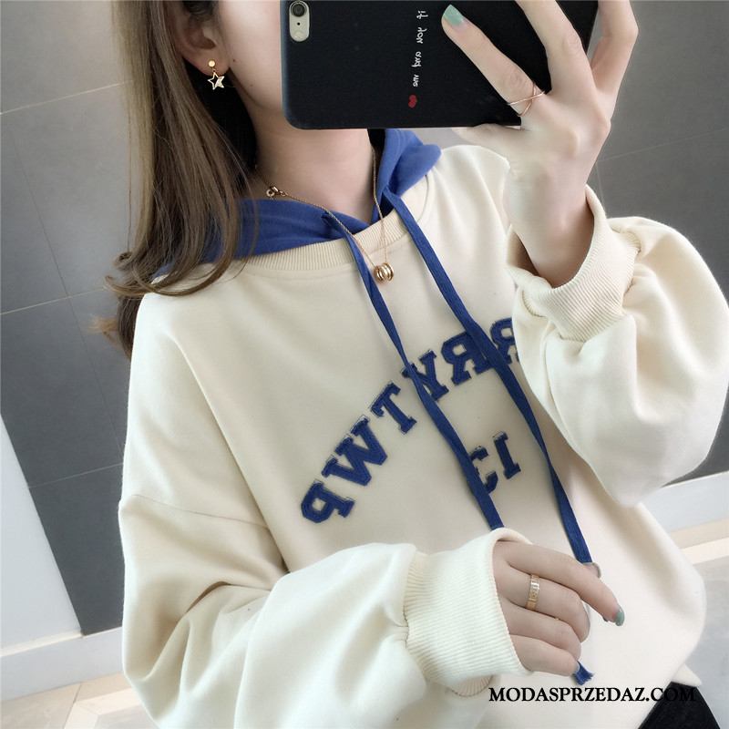 Bluza Z Kapturem Damskie Online Topy Alfabet Pullover 2019 Bluzy Z Kapturem Czysta Zielony