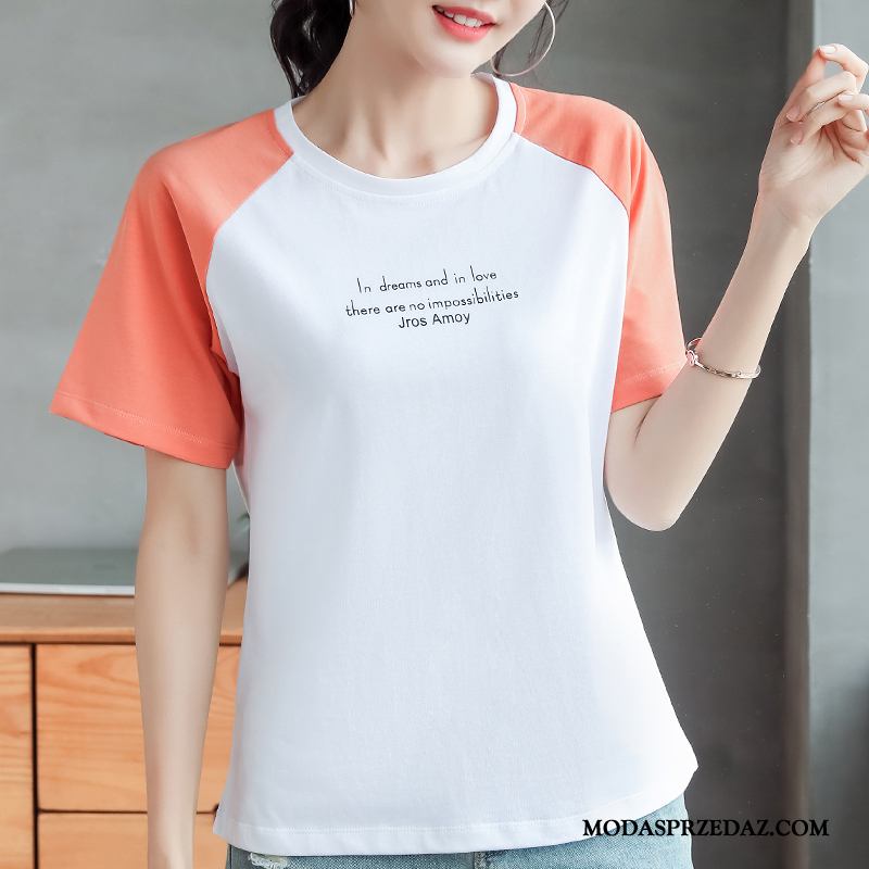 Koszulki Damskie Online Krótki Rękaw Topy Nowy T-shirt Lato Biały