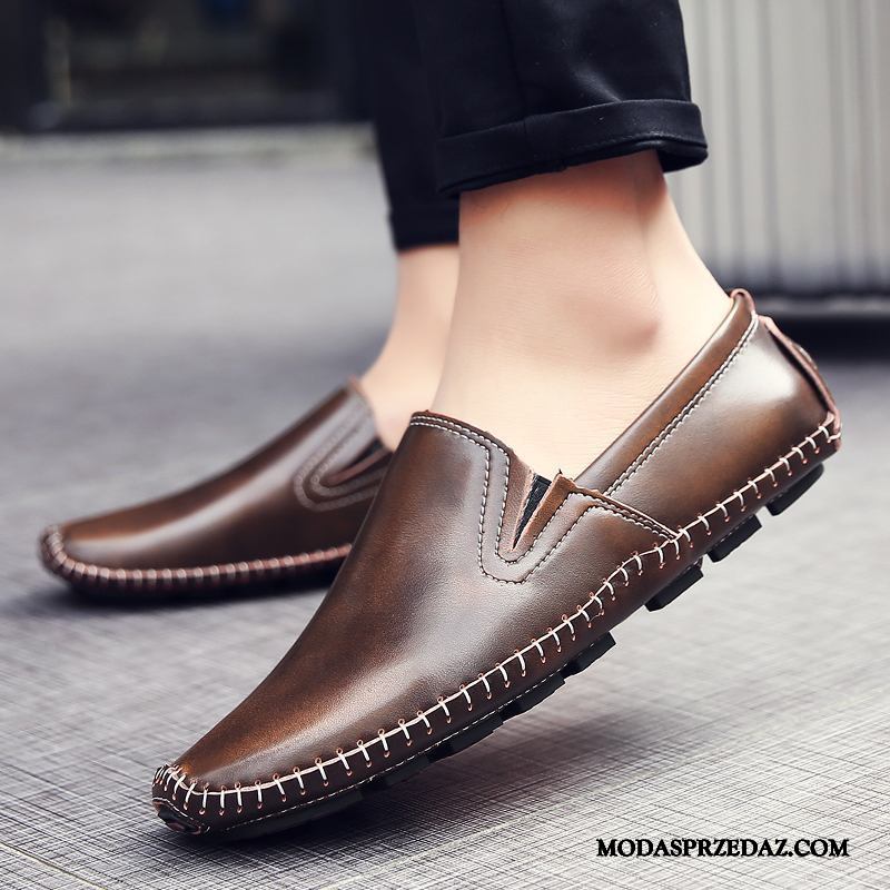 Mokasyny Męskie Sklep Tendencja Slip On Casual Buty Żeglarskie 2019 Burgund