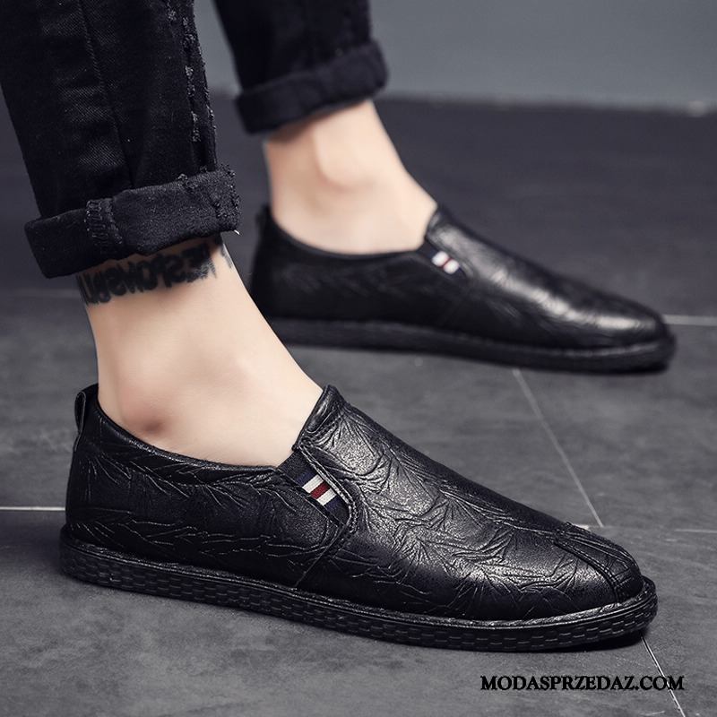 Mokasyny Męskie Tanie Slip On Brytyjski Casual Buty Żeglarskie Dla Kierowców Czarny Czerwony