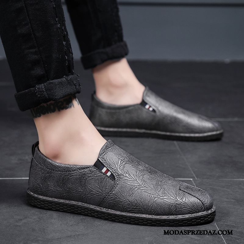 Mokasyny Męskie Tanie Slip On Brytyjski Casual Buty Żeglarskie Dla Kierowców Czarny Czerwony