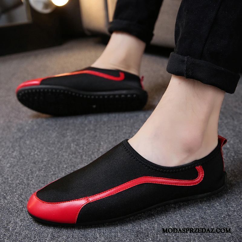 Mokasyny Męskie Tanie Tendencja Slip On Casual Buty Żeglarskie Wiosna Czerwony