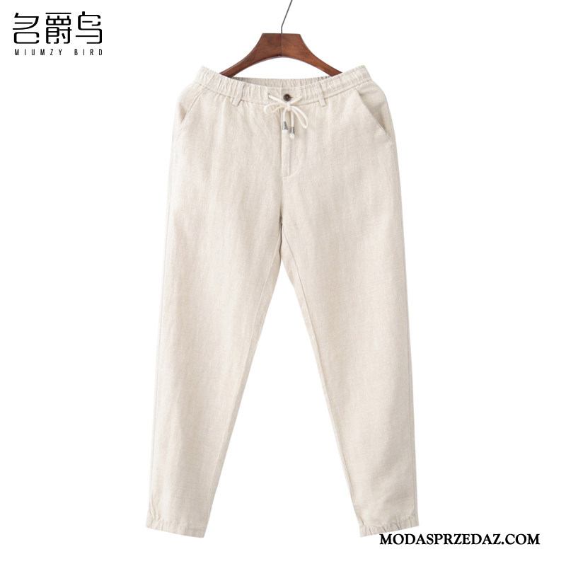 Spodnie Męskie Sklep Casualowe Spodnie Szerokie Oddychające Męska Cienkie Czysta Biały