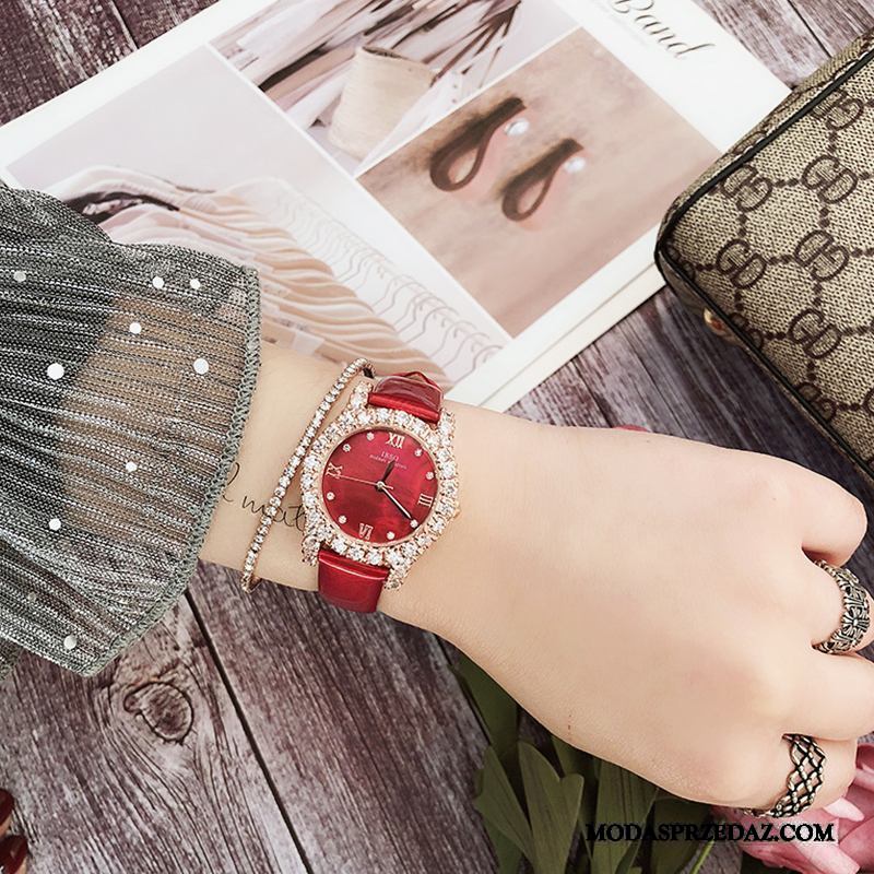 Zegarek Na Rękę Damskie Sklep Nowy Moda Z Kryształkami Trendy Shell Fioletowy