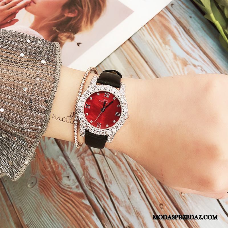 Zegarek Na Rękę Damskie Sklep Nowy Moda Z Kryształkami Trendy Shell Fioletowy