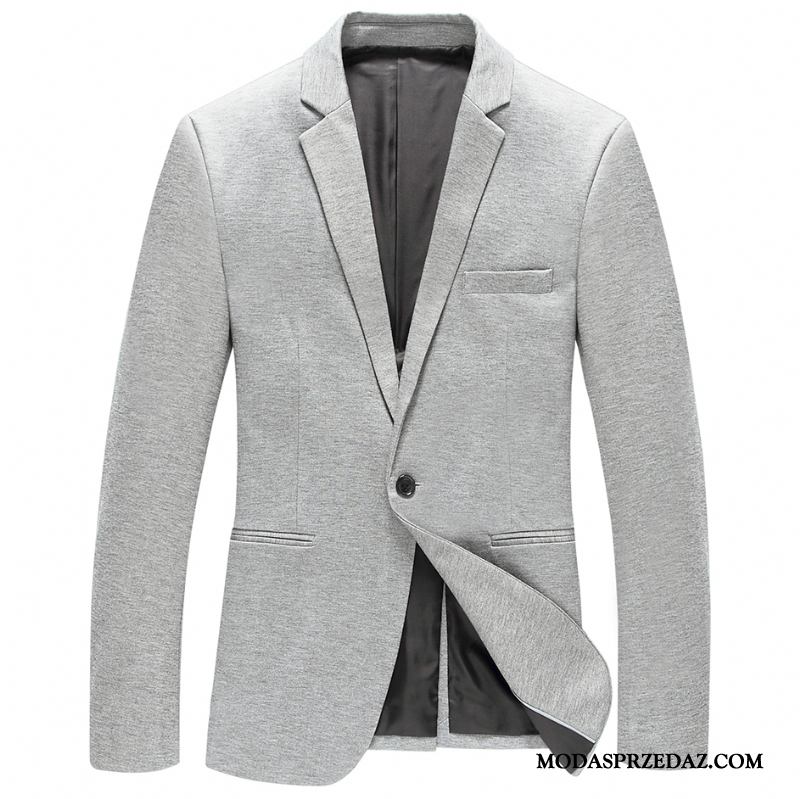 Blazer Męskie Online Marynarka Slim Fit Męska Moda Lato Szary Ciemno