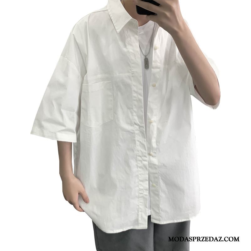 Koszula Męskie Dyskont Pół Rękaw Piękny Koszula Z Krótkim Rękawem Piękne Topy Biały