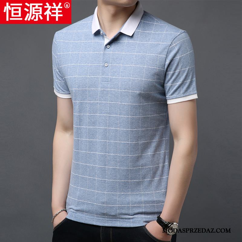 Koszulki Męskie Na Sprzedaż Lato Krótki Rękaw T-shirt W Średnim Wieku Męska Niebieski