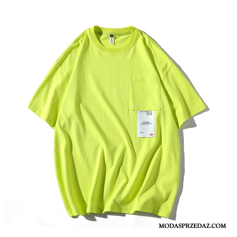 Koszulki Męskie Sklep Casual Męska Tendencja Krótki Rękaw Lato Fluorescencja Zielony