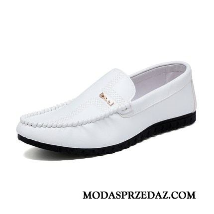 Mokasyny Męskie Tanie Casual Wiosna Slip On Męska Buty Żeglarskie Biały Czarny