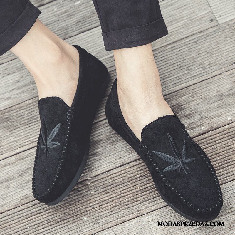 Mokasyny Męskie Tanie Tendencja Buty Męska Slip On Jesień Czarny