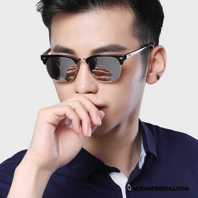 Okulary Przeciwsłoneczne Męskie Dyskont Krótkowzroczność Vintage Kolorowe Męska Trendy Srebrny Fioletowy Czarny